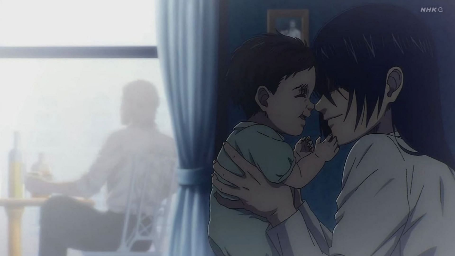 The dream showing Mikasa and Jean as a couple with their child (Image via Studio MAPPA)