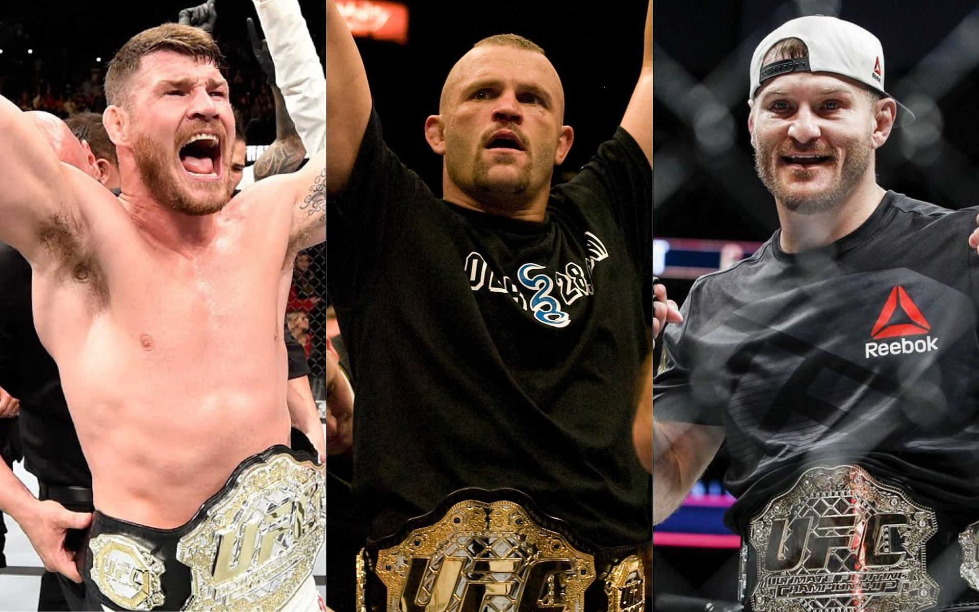 Michael Bisping (left), Chuck Liddell (centre), Stipe Miocic (right)