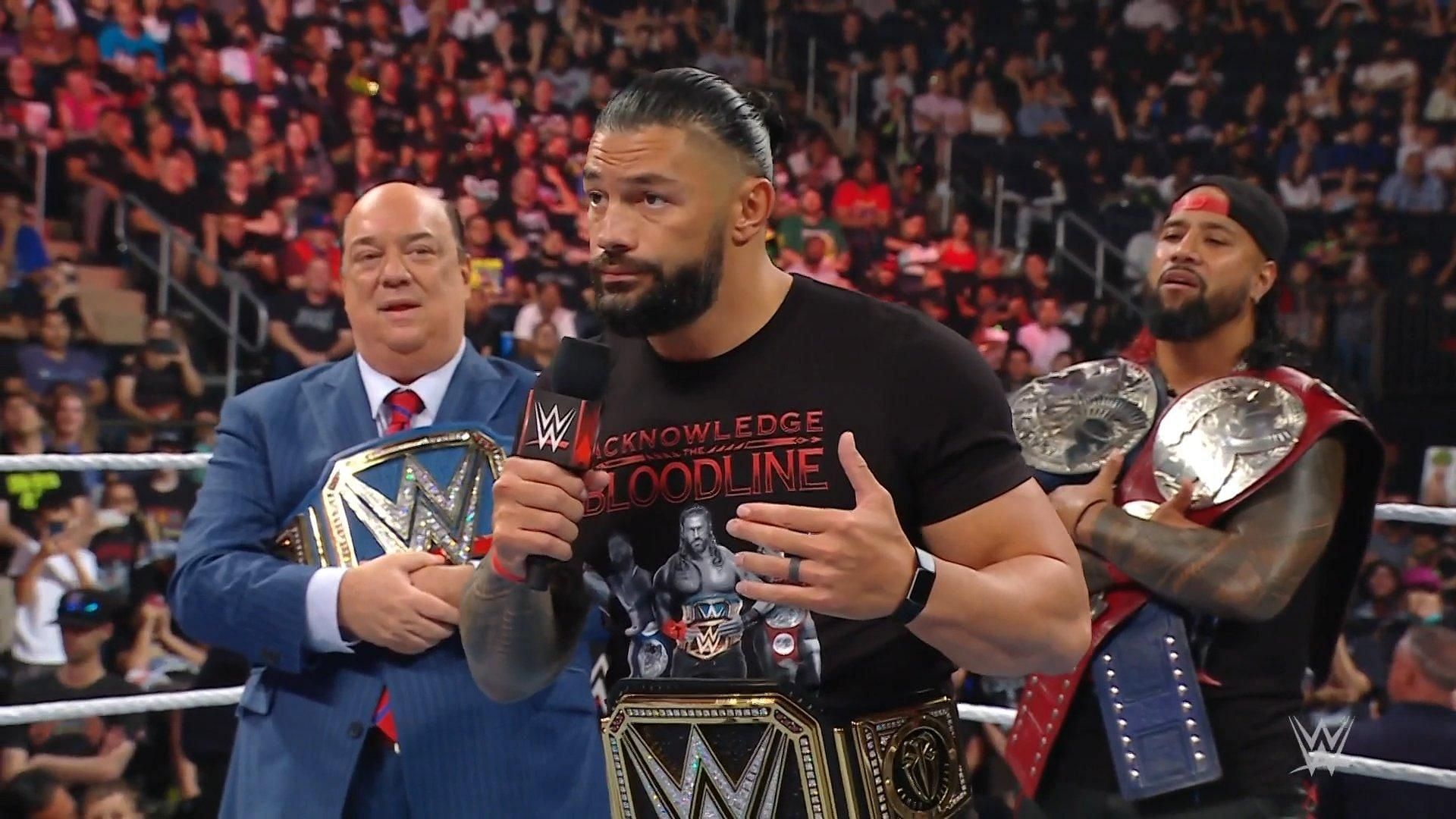 Roman Reigns, along with The Bloodline members!