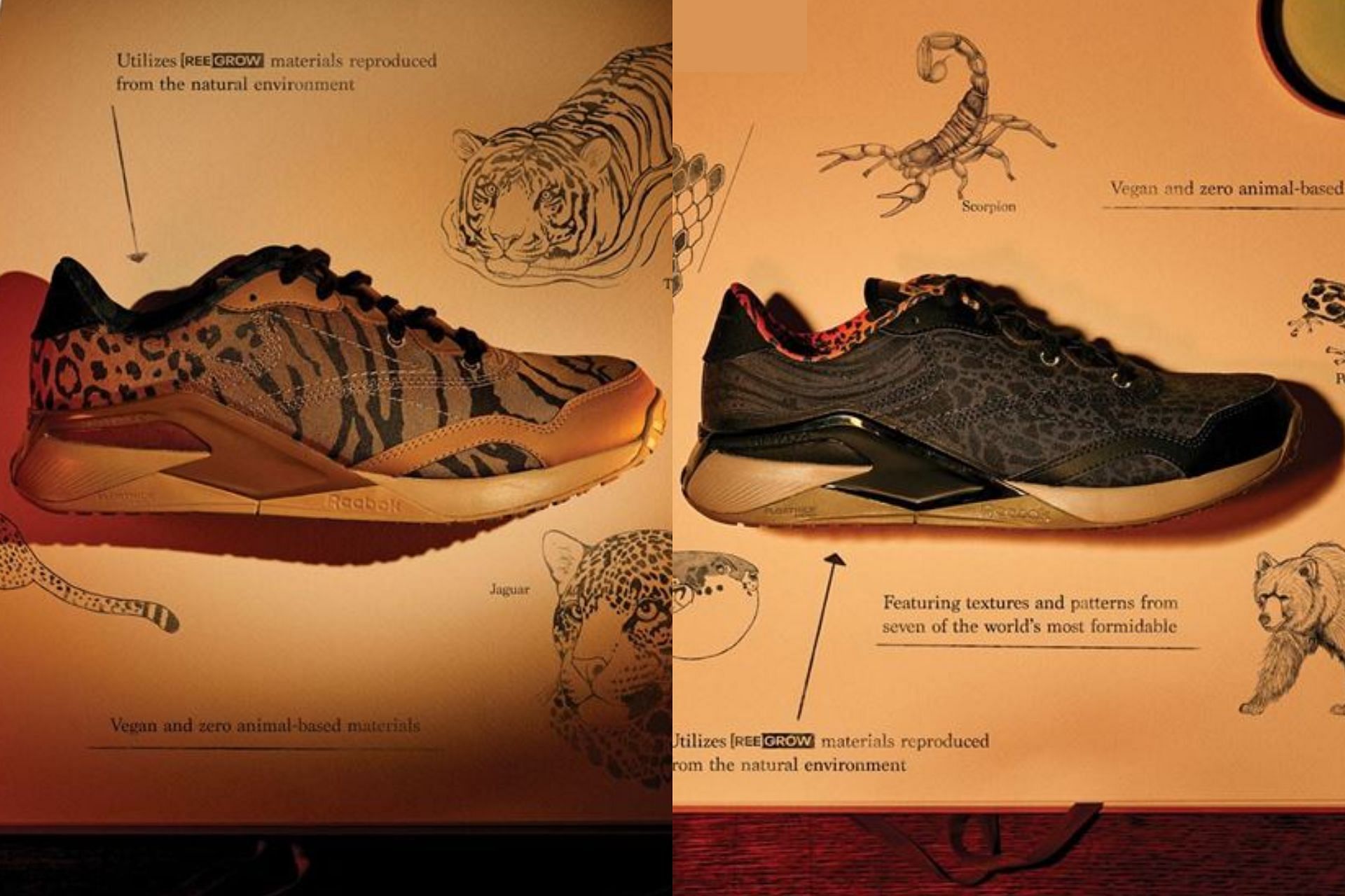 Newly launched Reebok x National Geographic footwear collection consisting of two makeovers of Nano X2 Grow and Club C 85 Vegan (Image via Reebok)