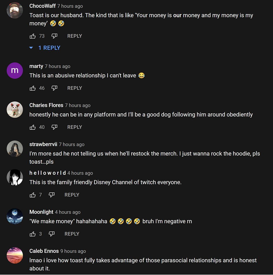 Fans in the YouTube comments section reacting to the Disguised Toast&#039;s clip (Images via POG Highlights/YouTube)