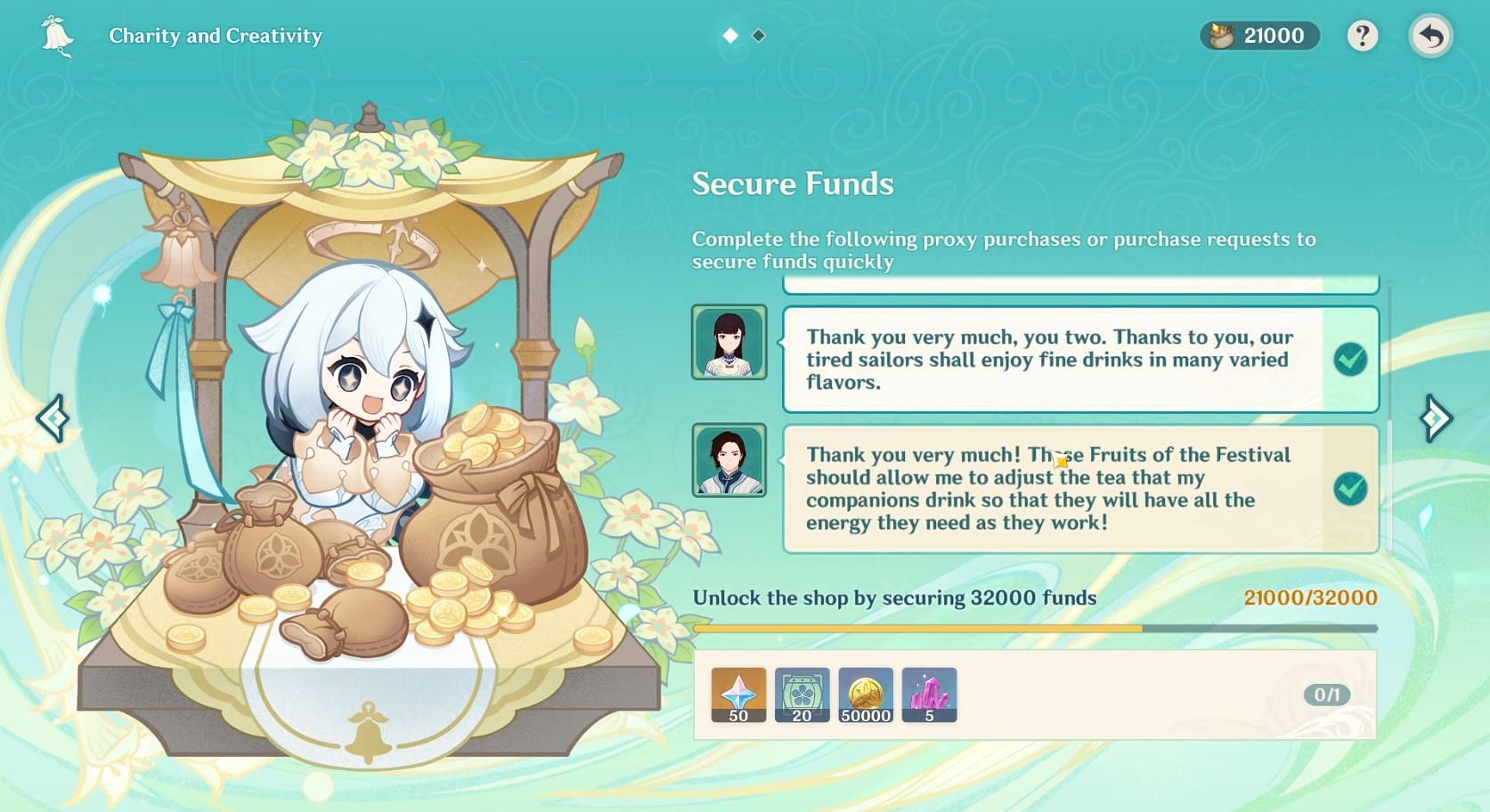 Remaining funds required to unlock the shop (Image via HoYoverse)