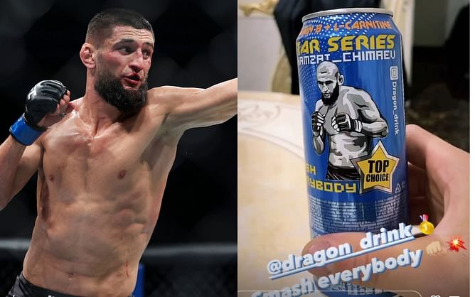 "Smash everybody" - Khamzat Chimaev shows off new Dragon Energy Drink can featuring his image