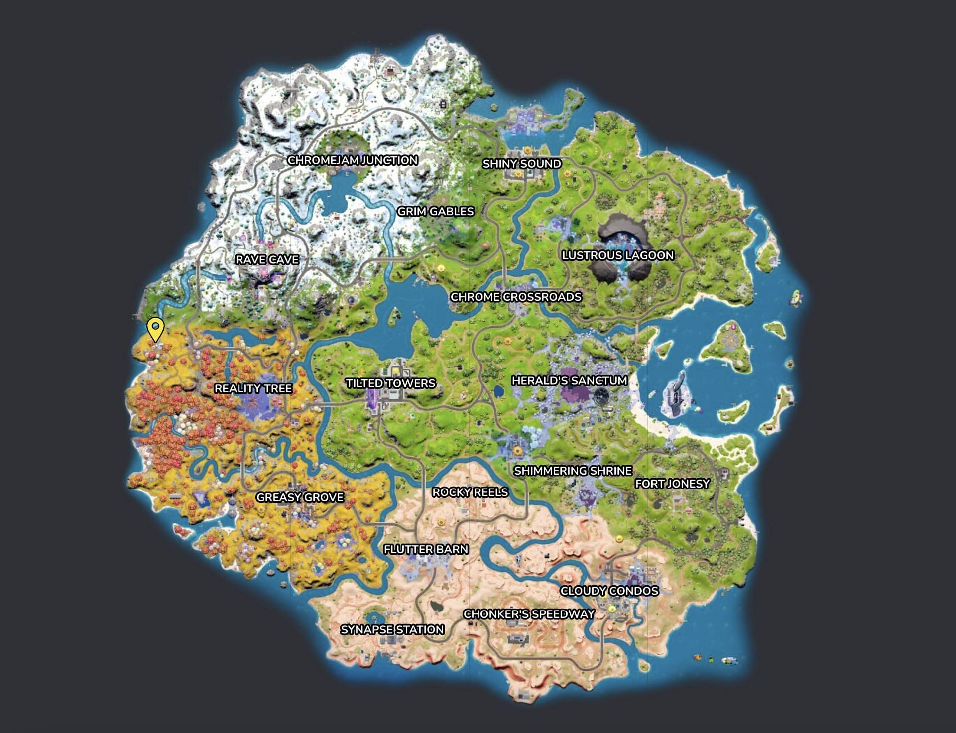 Head to this location past Reality Tree (Image via Fortnite.gg)