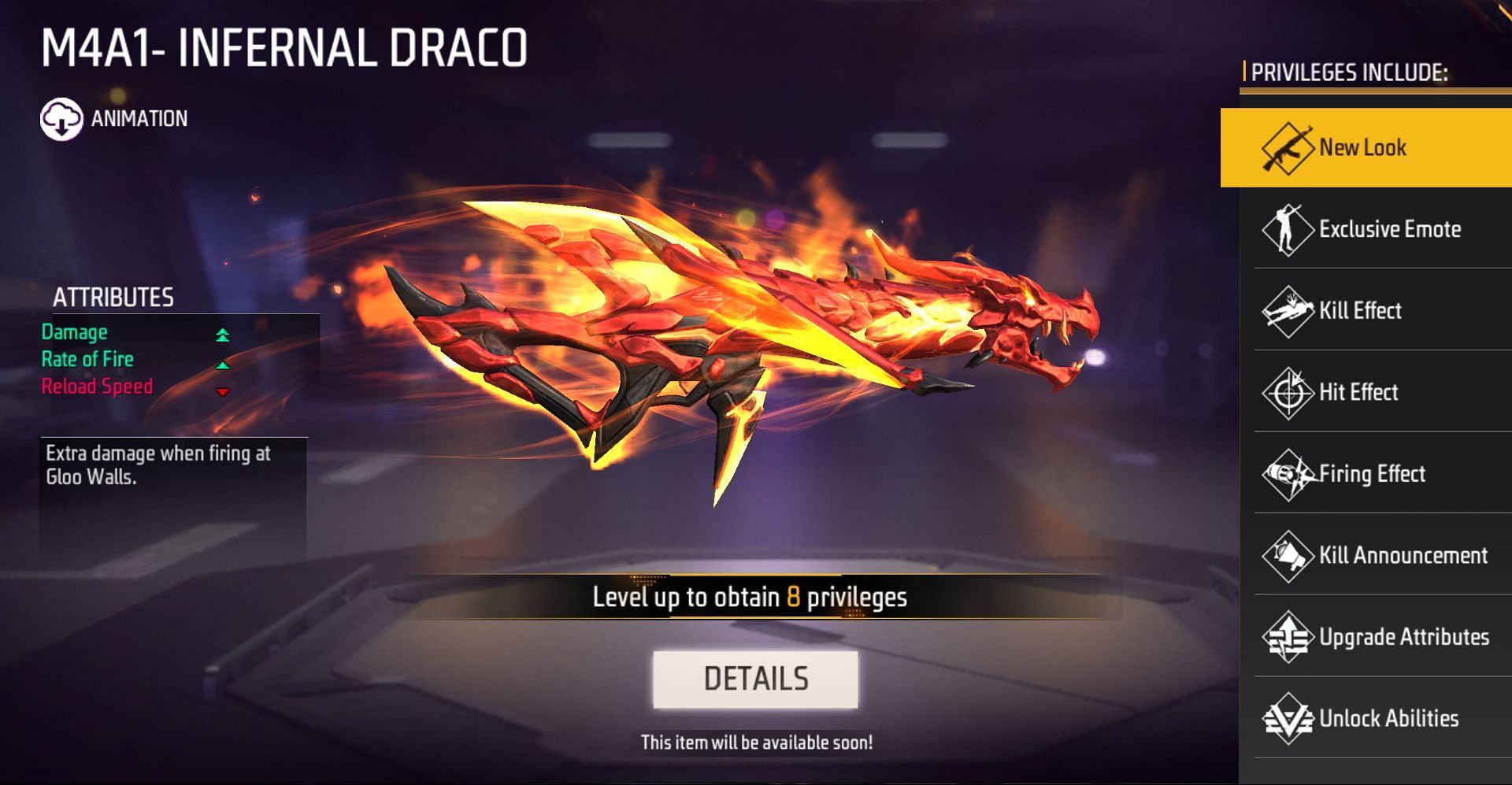 Infernal Draco MA41 in Free Fire MAX (Image via Garena)