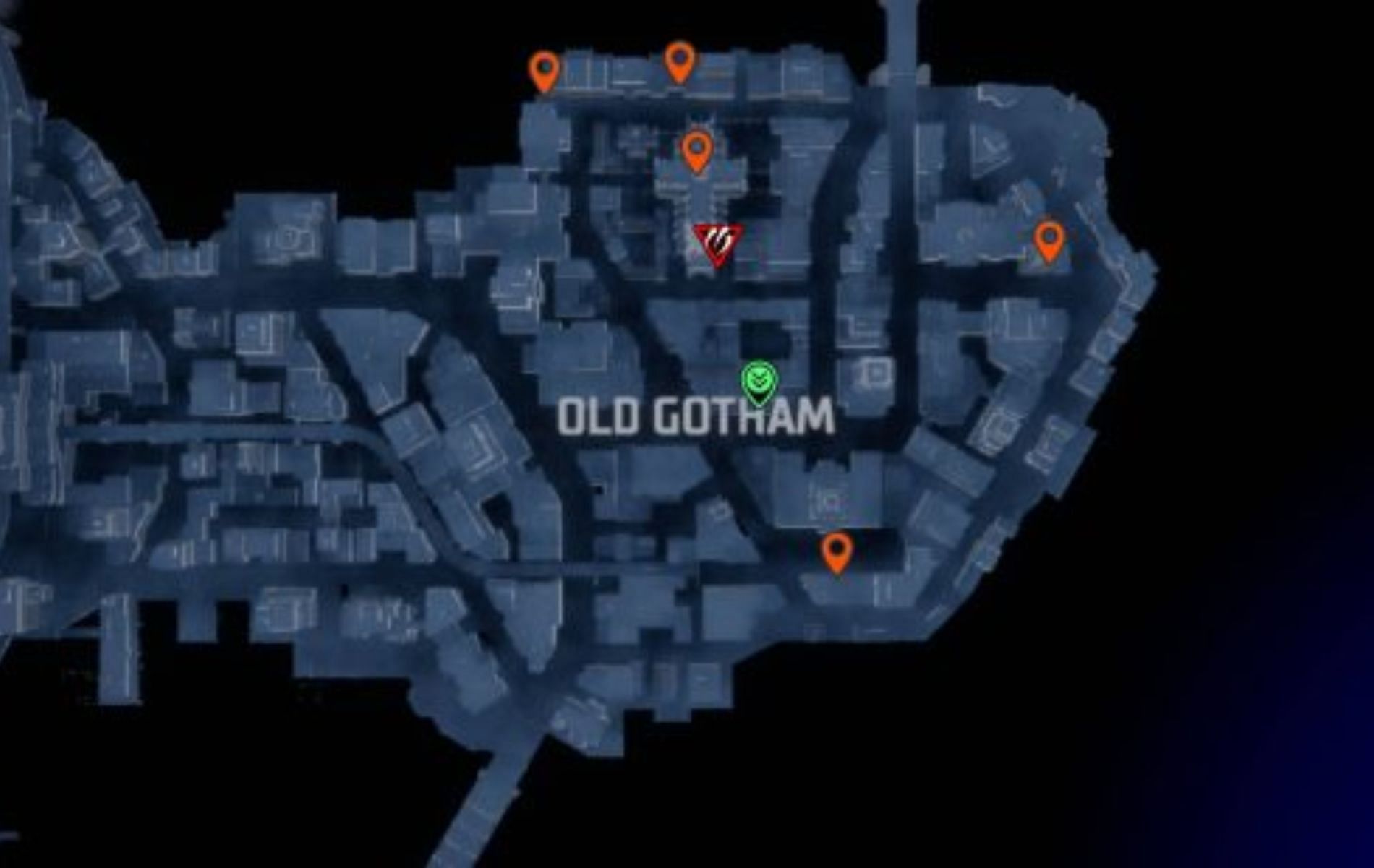 Map to locate Batarangs in Old Gotham (image via WB Games)