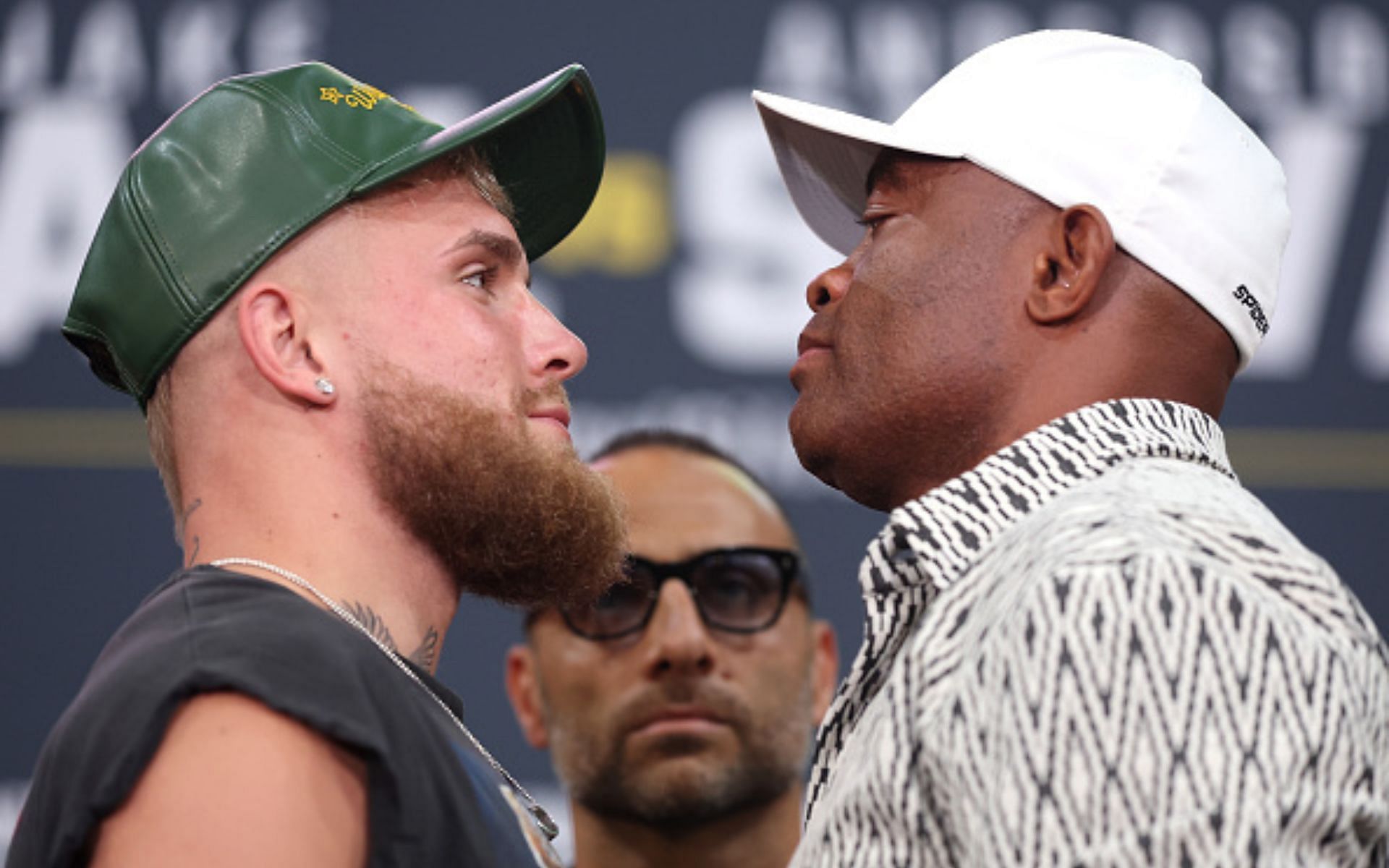 Jake Paul and Anderson Silva face off [Image courtesy: Getty]