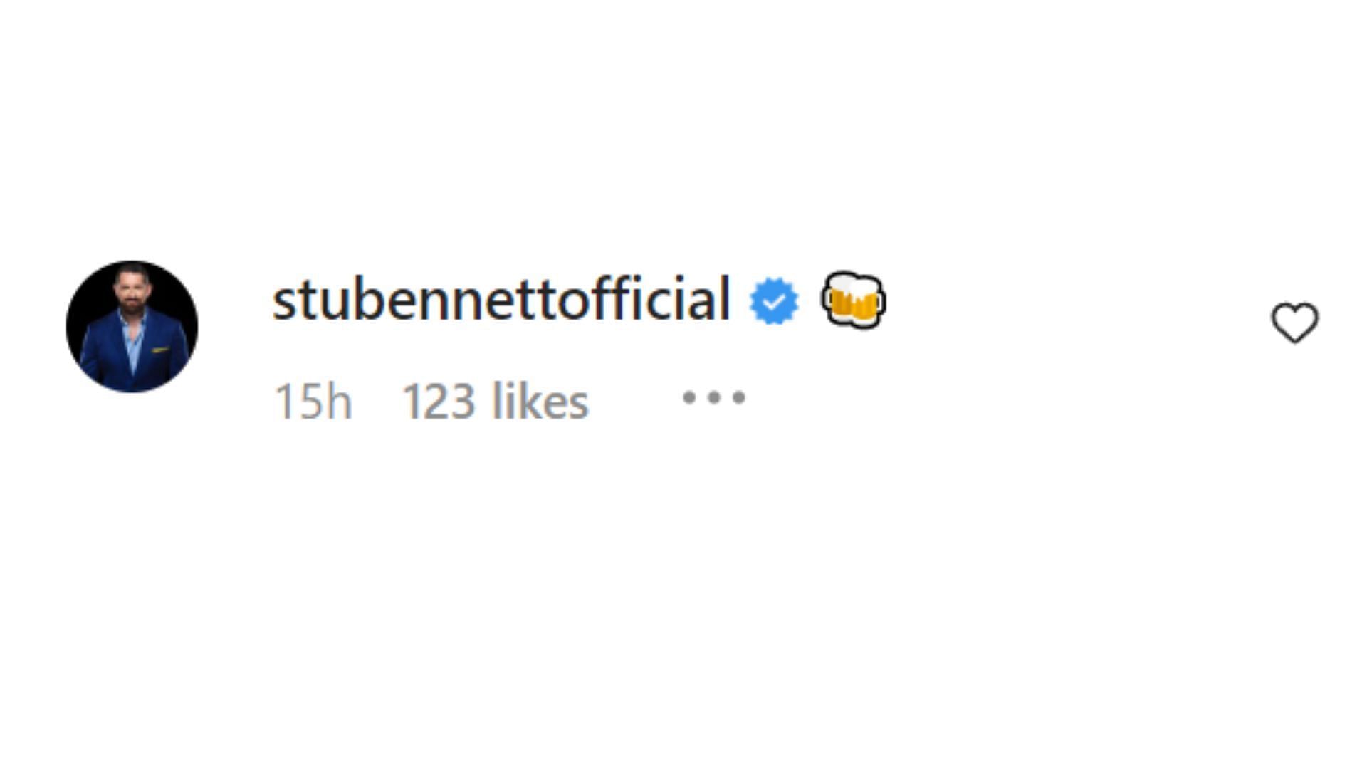 Stu Bennett (FKA Wade Barrett) left a single emoji in celebration.