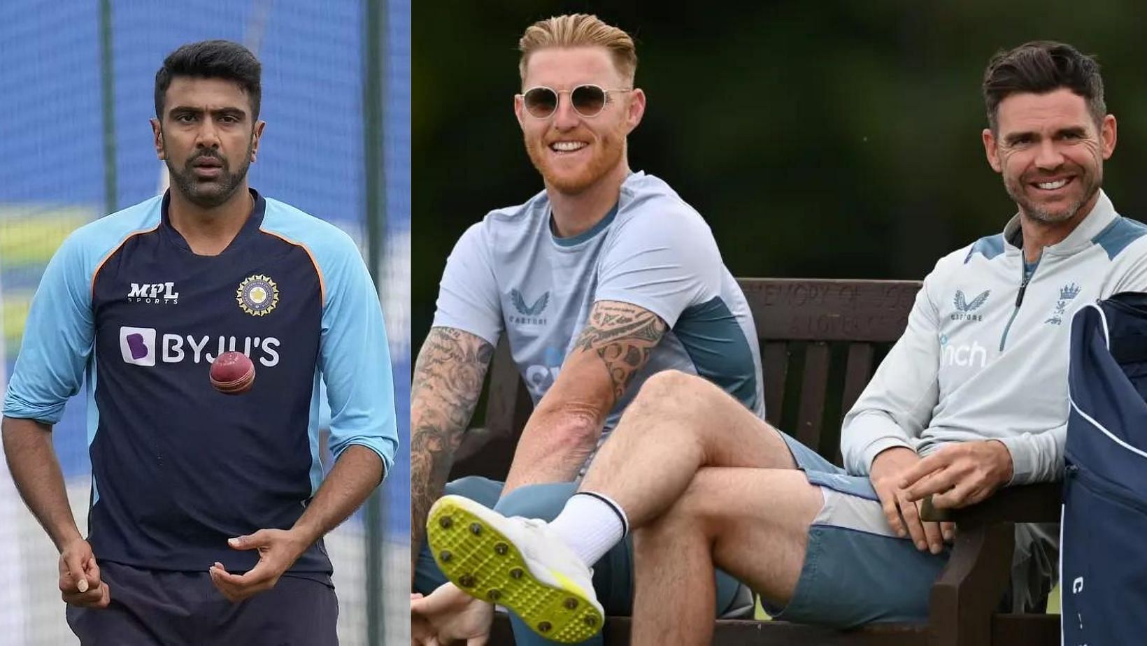 Ravichandran Ashwin (L) and Ben Stokes and James Anderson, who had criticised Deepti Sharma.