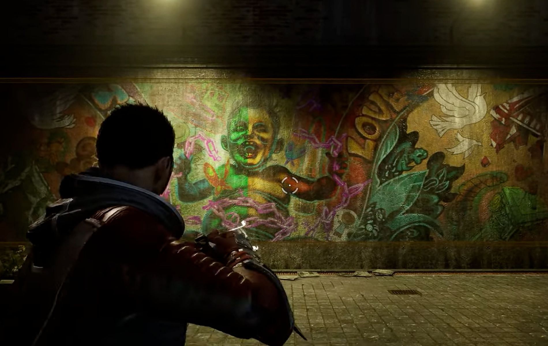 A newly commissioned graffiti in the world of Gotham Knights celebrates Pride Gotham (Image via Batman Arkham Videos/YouTube)