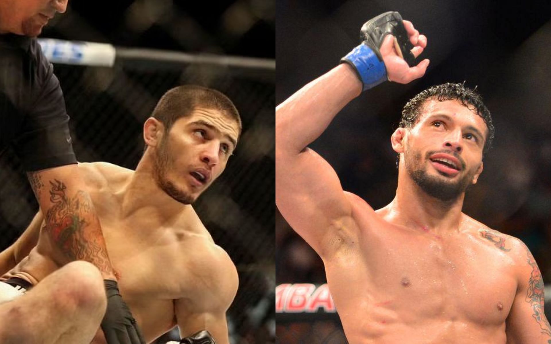 Islam Makhachev (left), Adriano Martins (right) [Images courtesy of @MMAHistoryToday and @MMAFighting on Twitter]