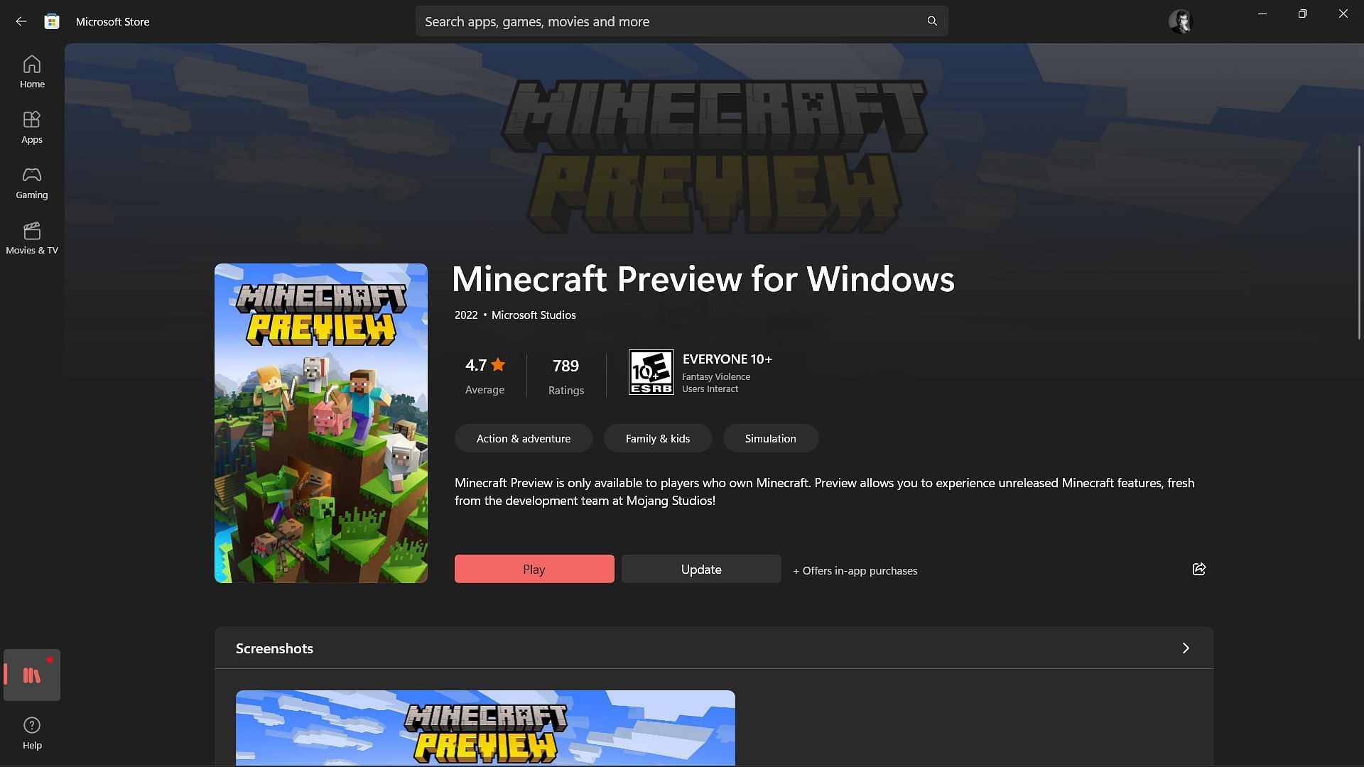 Minecraft for Windows 10 Ver 1.1 : Mojang : Free Download, Borrow