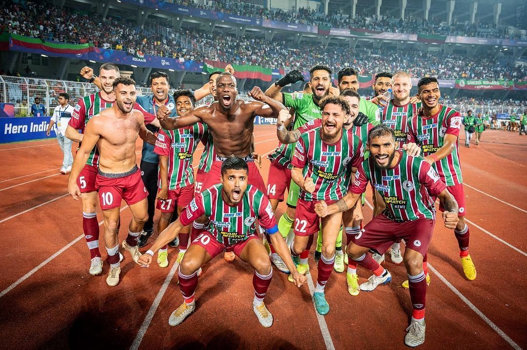 ATK Mohun Bagan players celebrating their win over East Bengal FC in the Kolkata derby (Image Courtesy: ATK Mohun Bagan Instagram)
