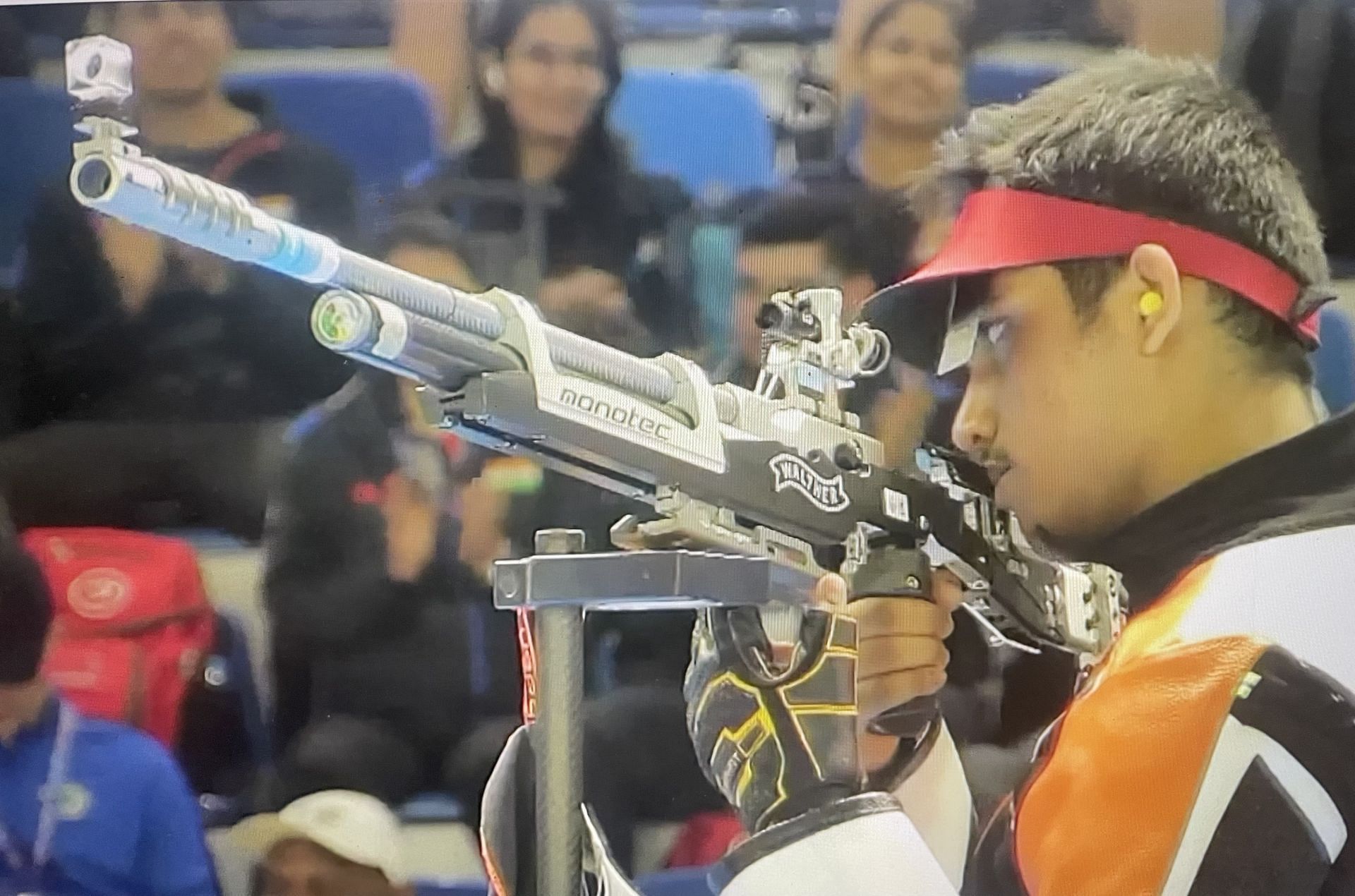 India&rsquo;s teenage 10m air rifle shooter Rudrankksh Balasaheb Patel in action on his way to winning gold medal at ISSF World Shooting Championship in Egypt. Photo credit ISSF.