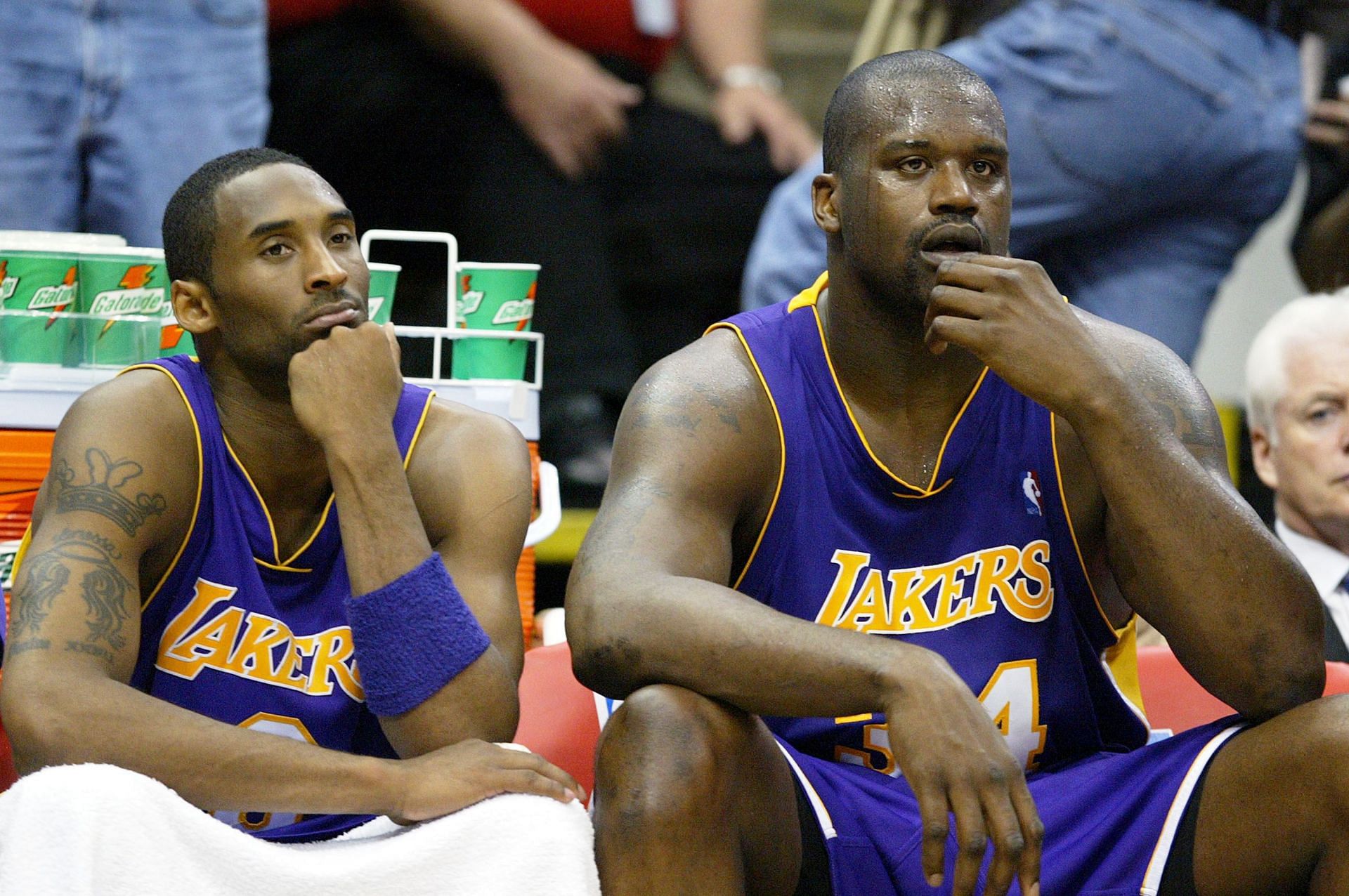 Kobe Bryant and Shaquille O&#039;Neal of the LA Lakers [Photo: Bleacher Report]