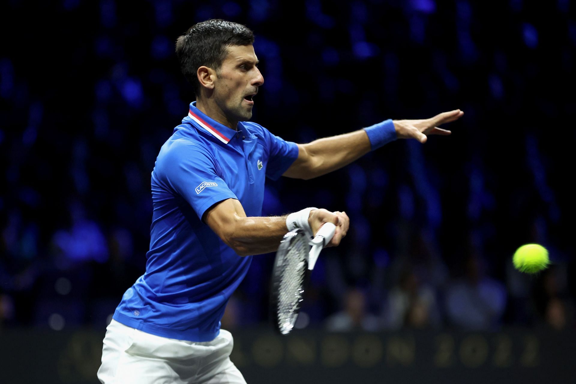 Djokovic in action at the 2022 Laver Cup