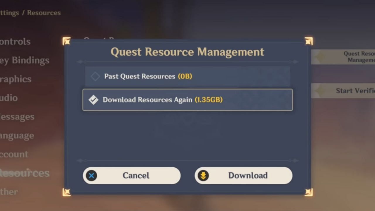 The re-download option in Genshin Impact 3.1 (Image via HoYoverse)