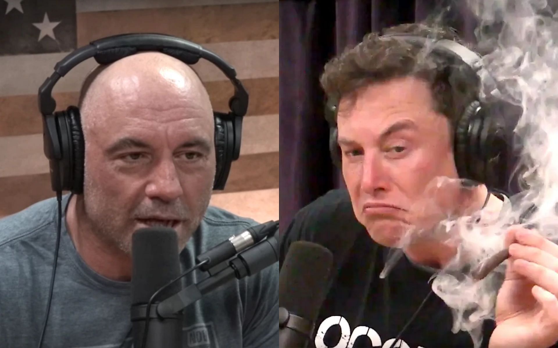 Joe Rogan (left) and Elon Musk (right). [Images courtesy: YouTube PowerfulJRE]