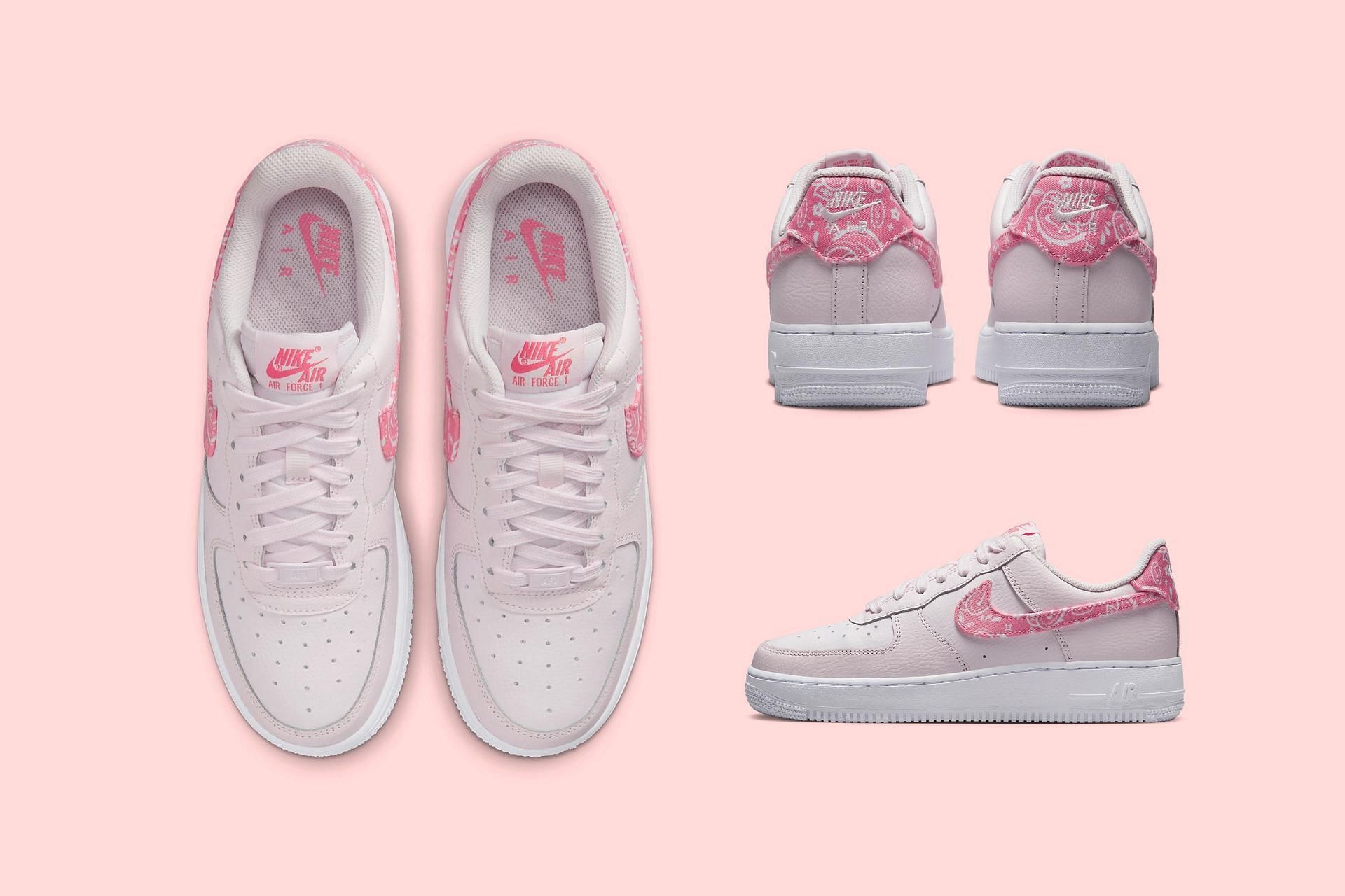 Upcoming Nike Air Force 1 Low Pink Paisley sneaker featuring pearl bandana prints (Image via Sportskeeda)