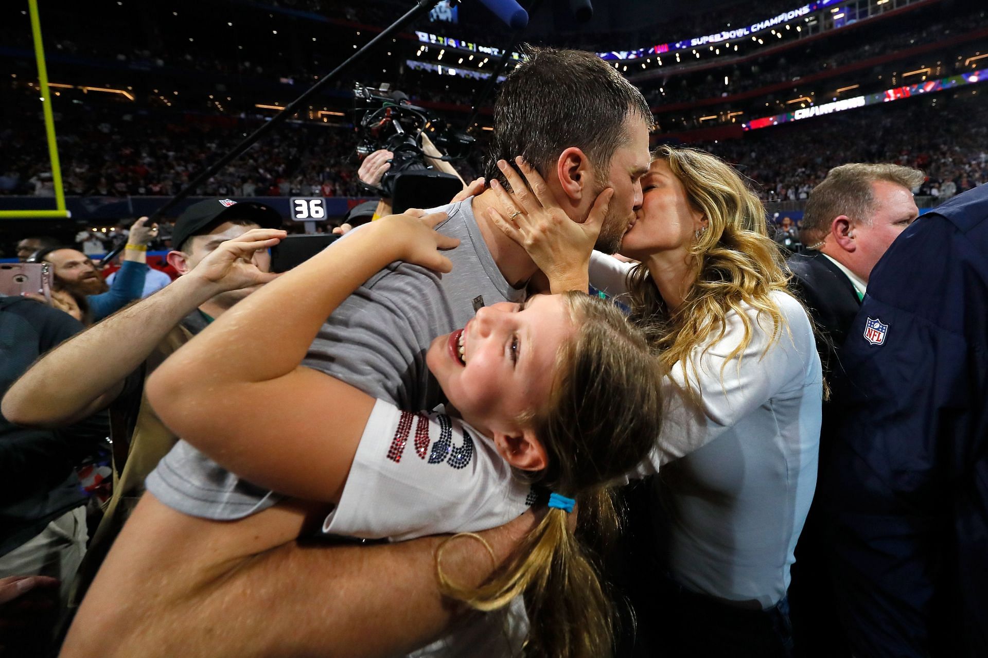 Tom Brady and Gisele Bundchen at Super Bowl LIII - New England Patriots v Los Angeles Rams