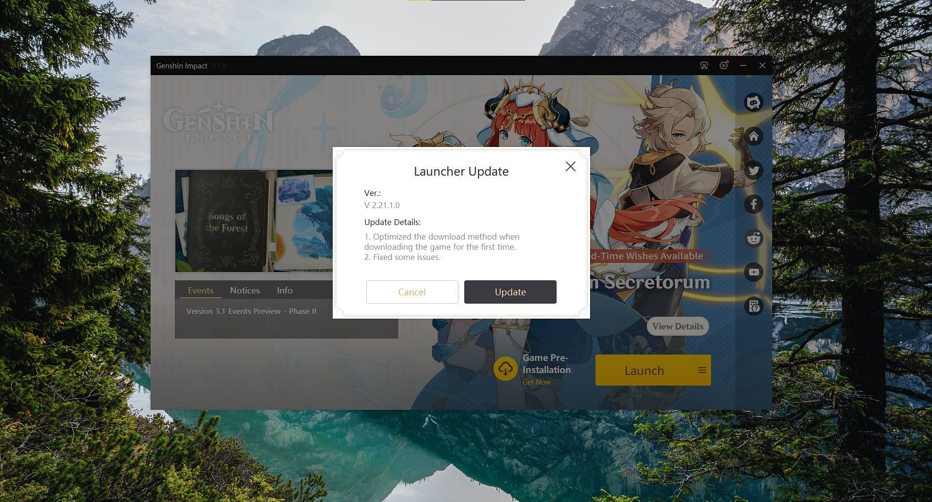 Update the launcher to use the pre-installation function (Image via HoYoverse)