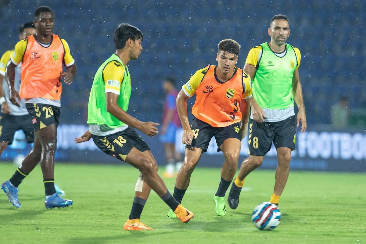 Hyderabad FC players training ahead of the game against Bengaluru FC (ISL)