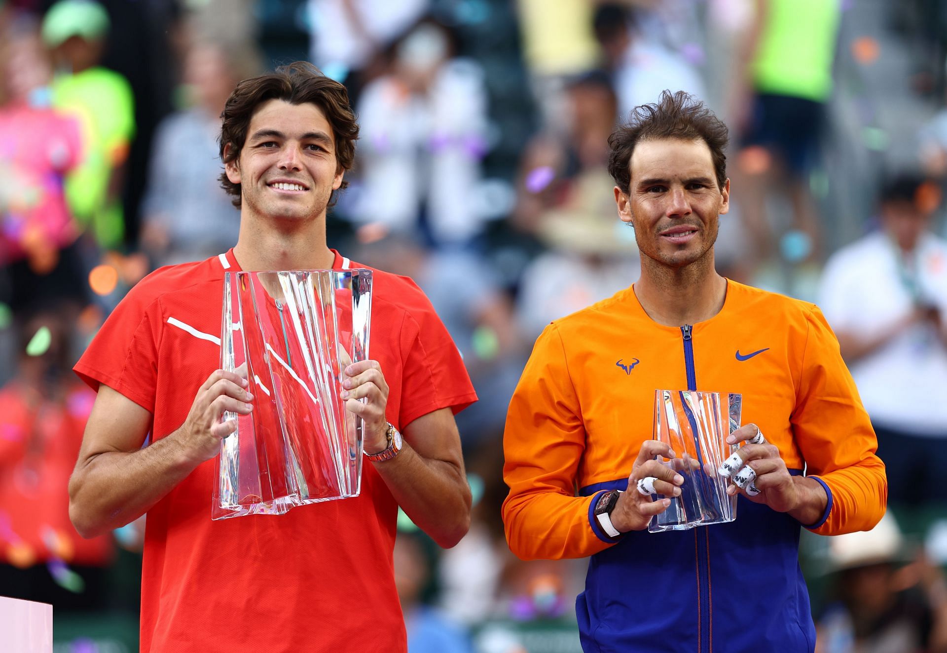 Taylor Fritz and Rafael Nadal at the BNP Paribas Open.