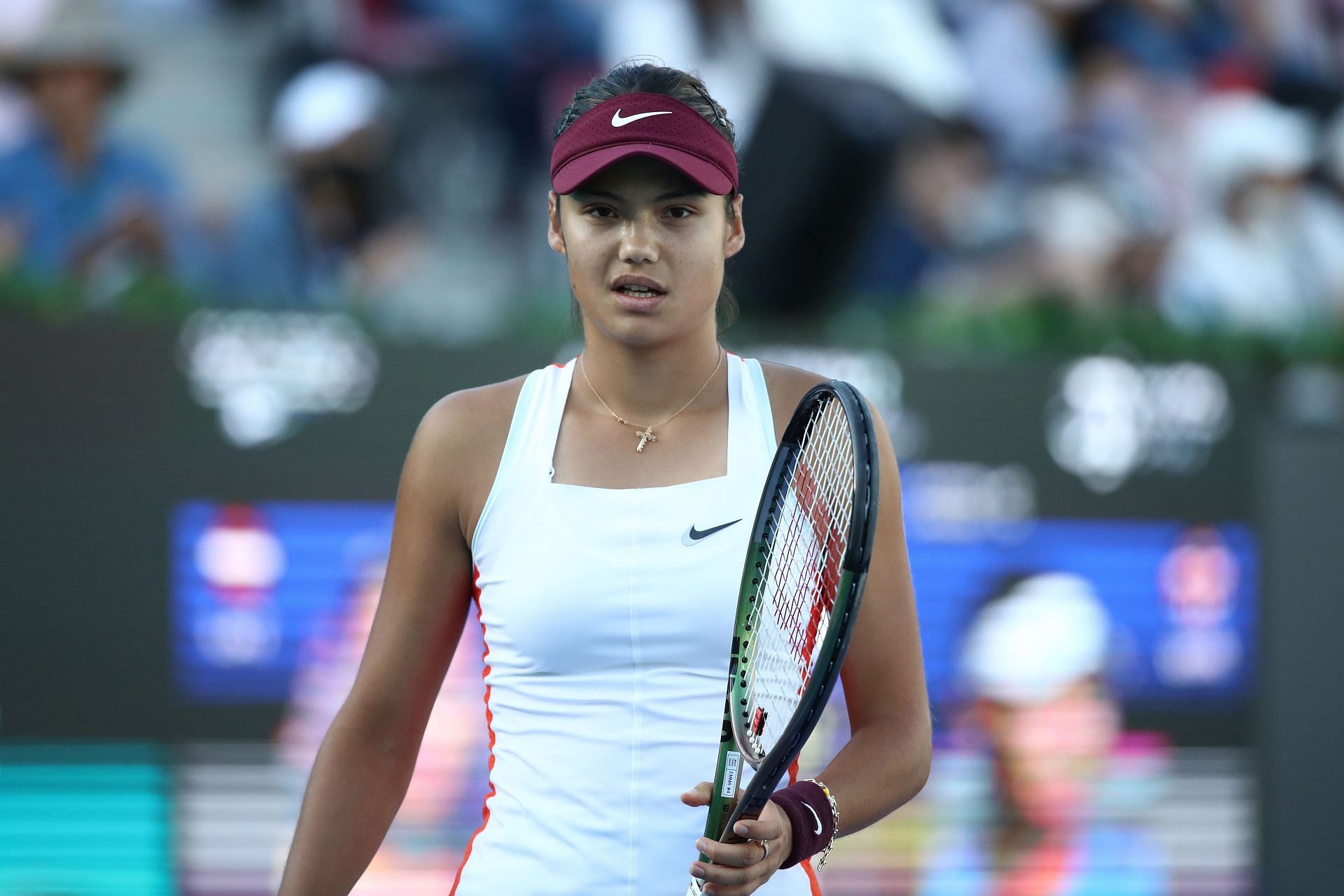 Emma Raducanu during her match against Jelena Ostapenko at the Hana Bank Korea Open - Day 6