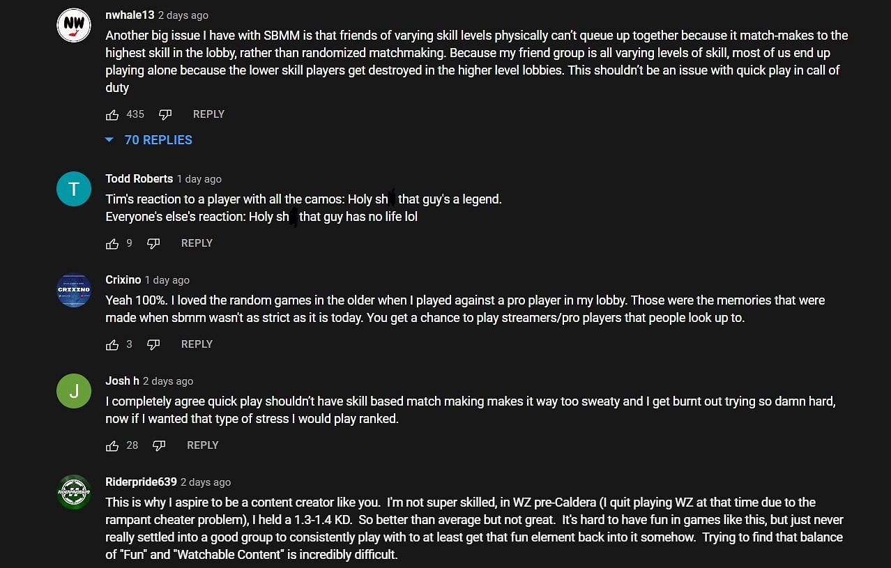 YouTube comments under the clip (image via TimTheTatman Two/YouTube)