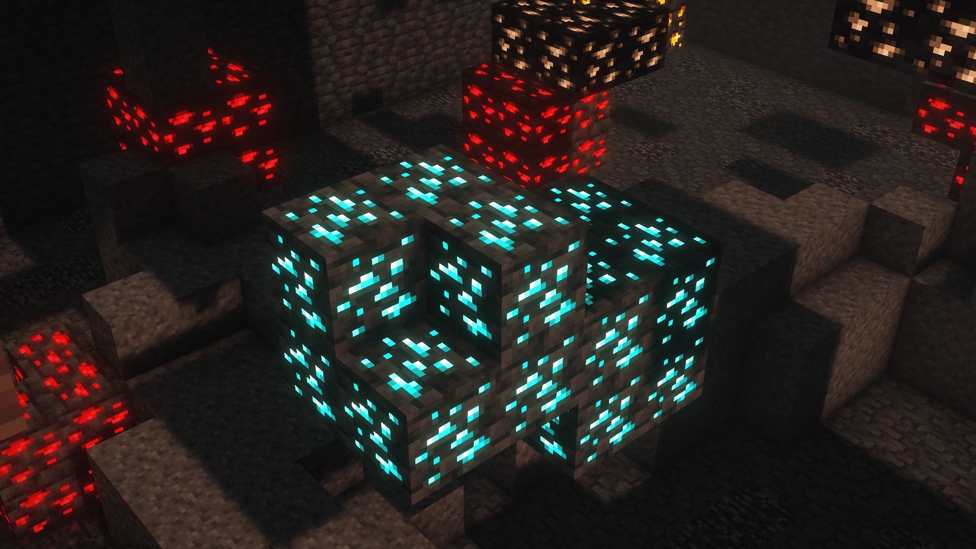 A well-lit diamond ore vein thanks to a texture pack (Image via u/KyngKMC/Reddit)