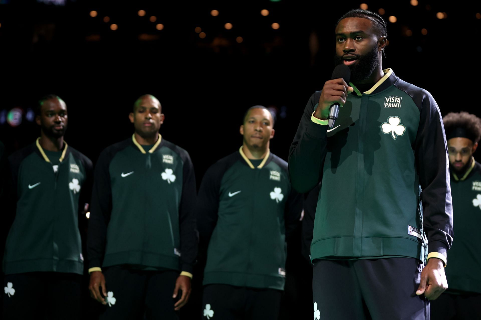 Boston Celtics forward Jaylen Brown&#039;s pregame tribute to Celtics legend Bill Russell