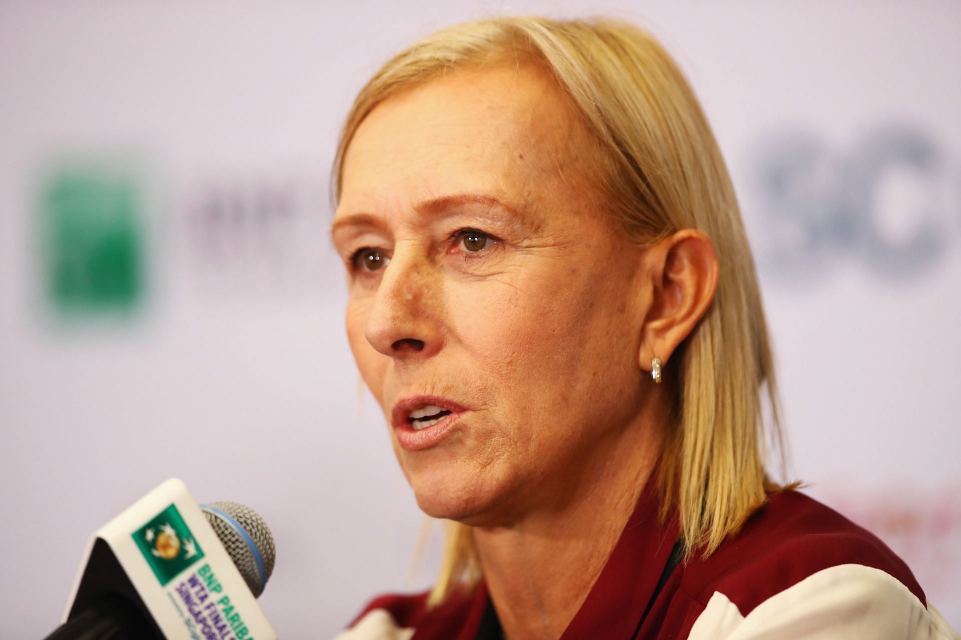 Martina Navratilova pictured at a press conference.