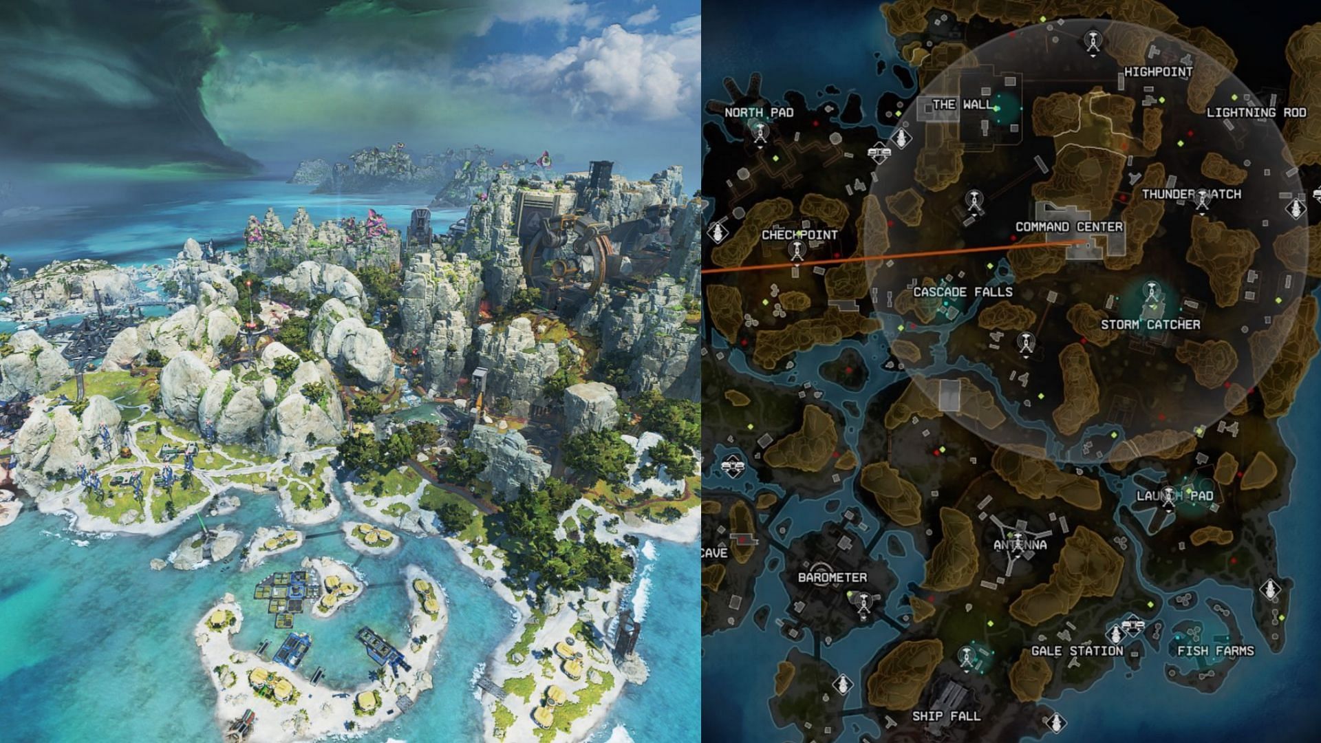 A look into the best landing locations on Storm Point in Apex Legends Season 14 (Image via EA)