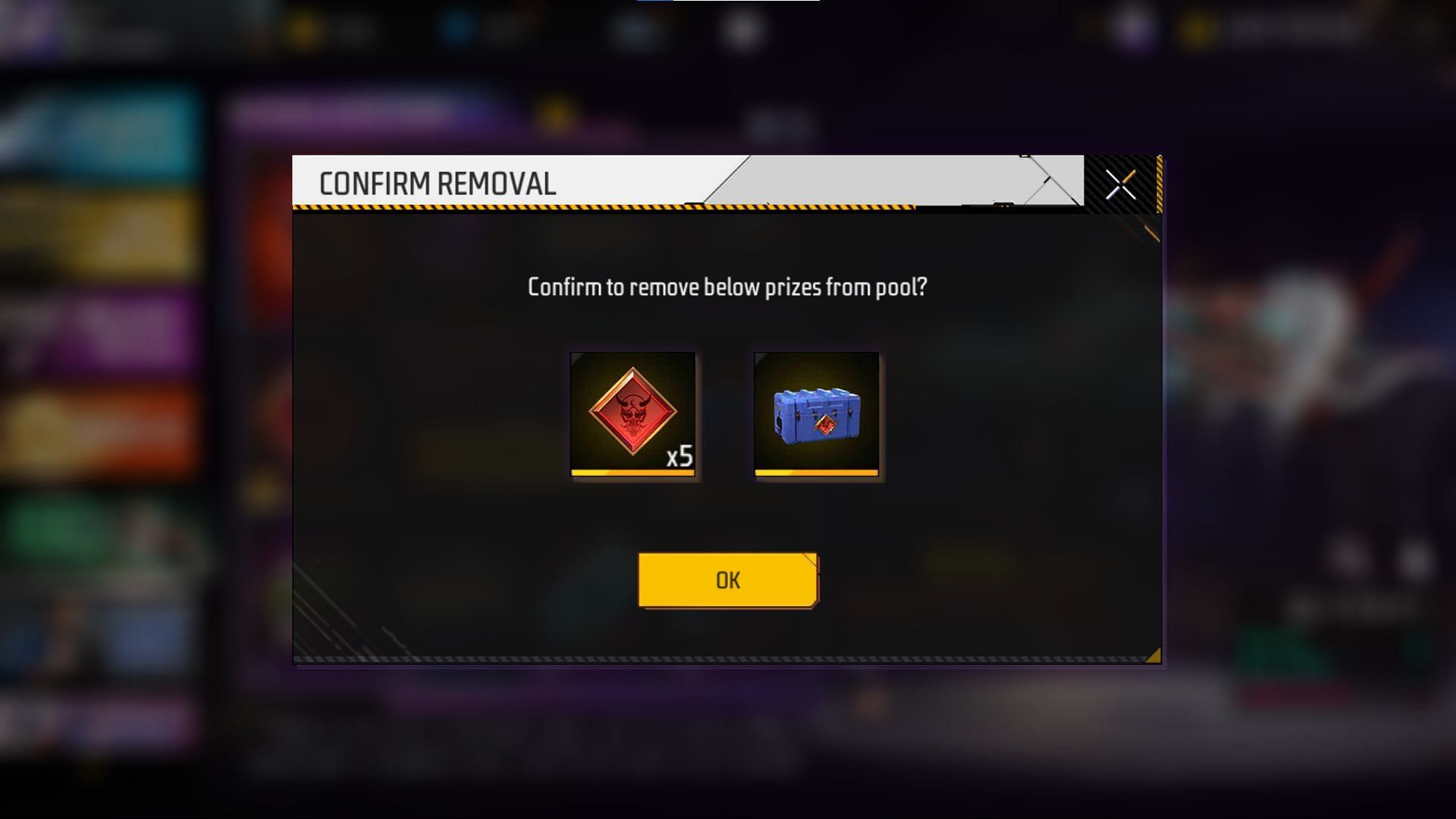 Confirm the removal of two items before proceeding ahead (Image via Garena)