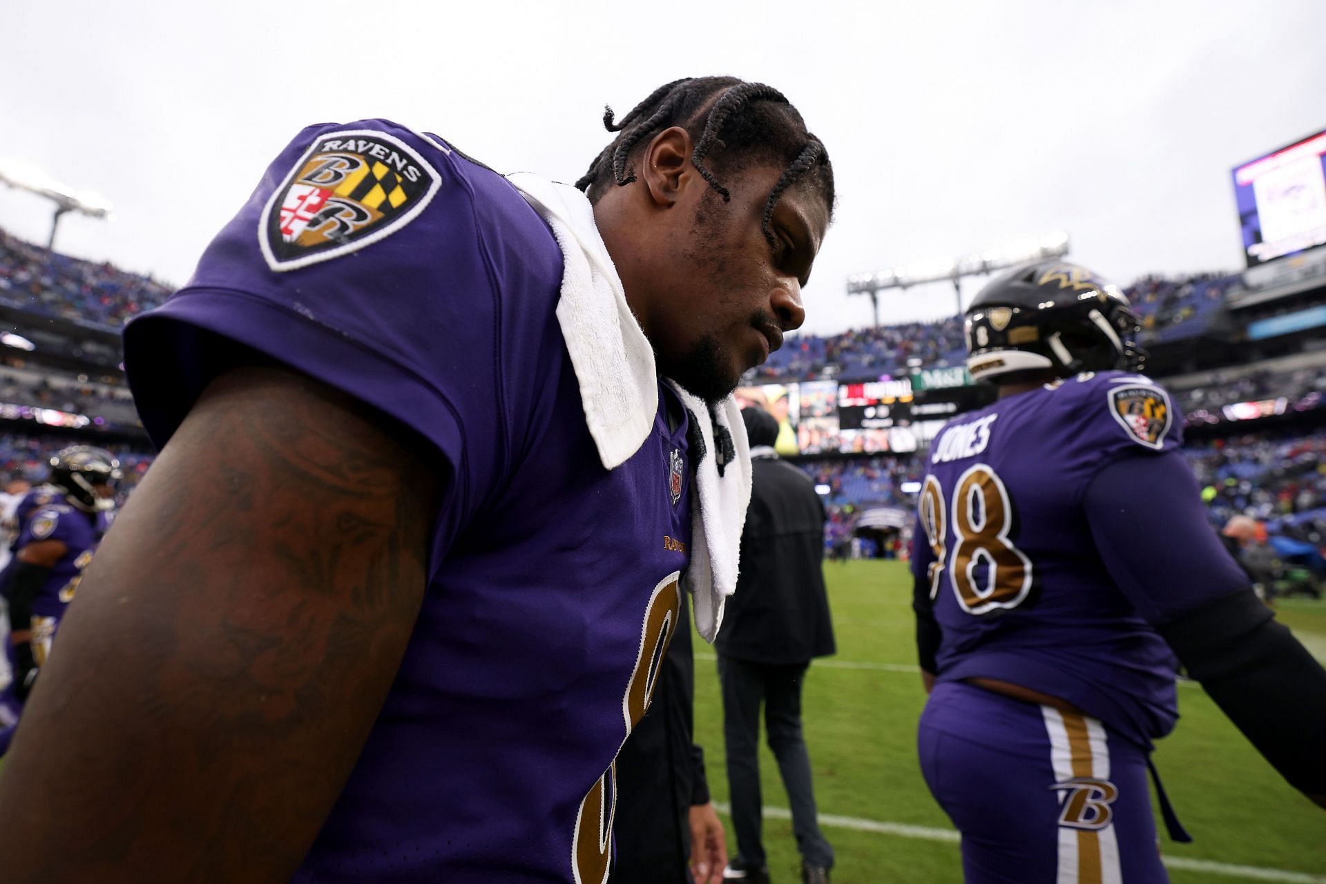 Baltimore Ravens QB Lamar Jackson after the loss to the Bills at home