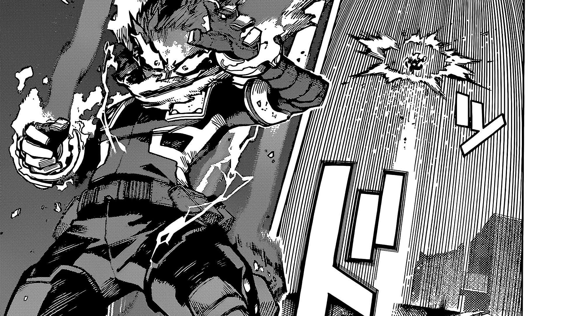 Izuku using his Quirk on the manga (Image via Shueisha)