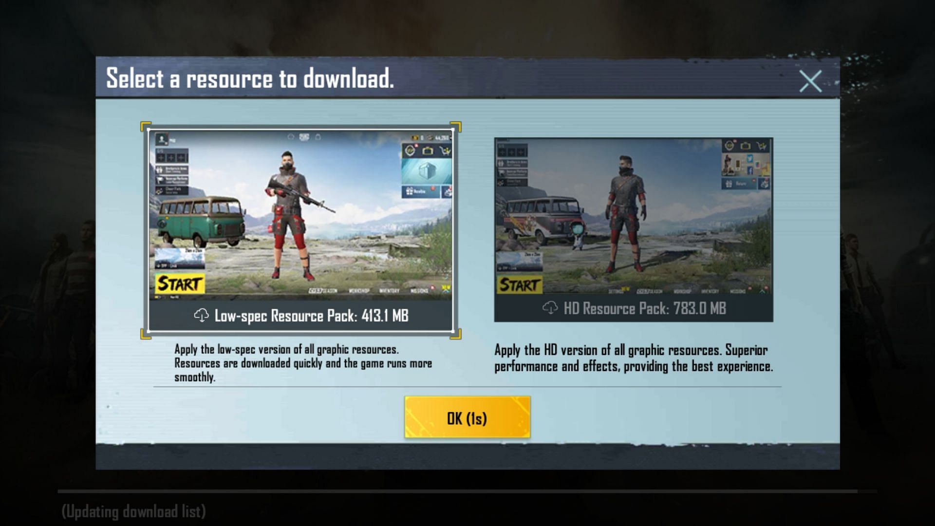 You will now have to select the preferred resource pack (Image via Tencent)