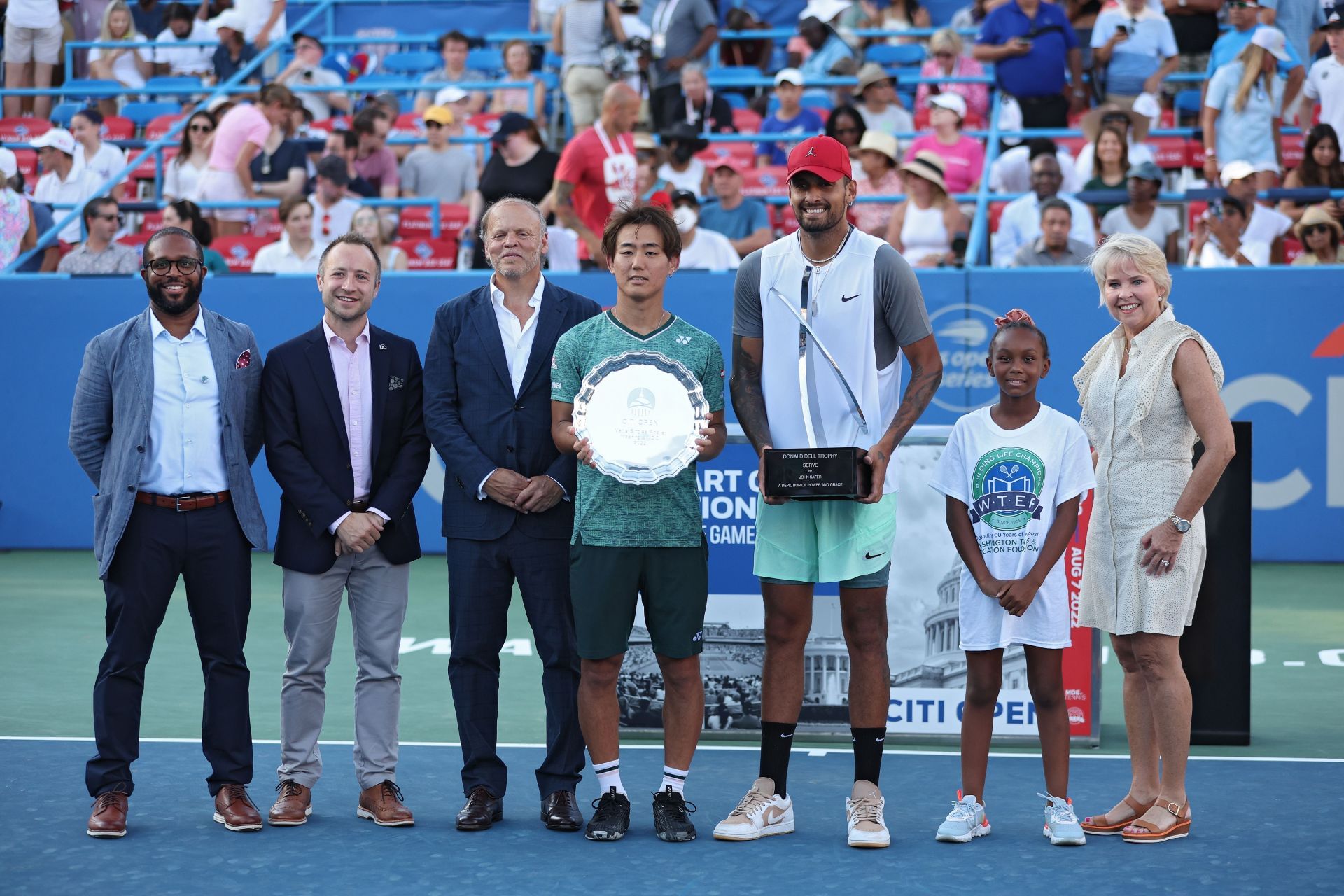 Nick Kyrgios and Yoshihito Nishioka at the 2022 Citi Open