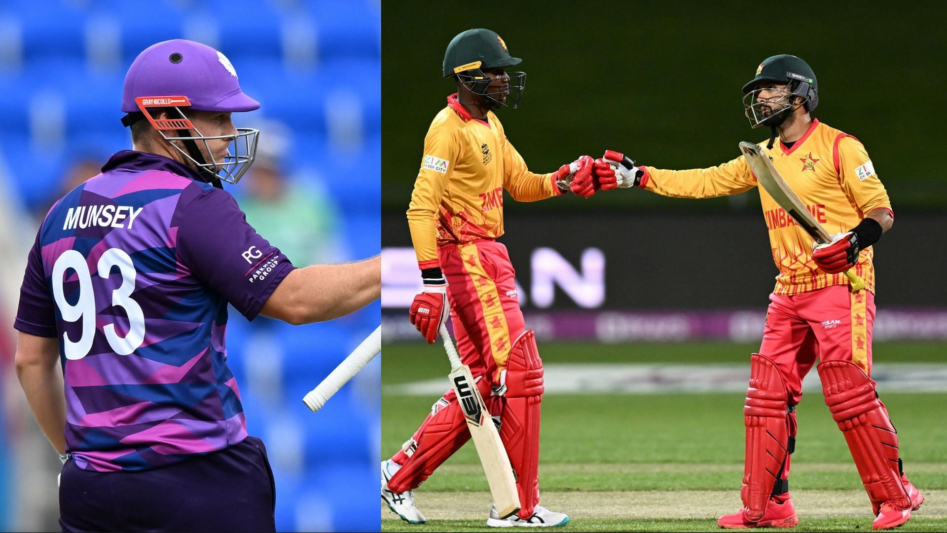 Scotland and Zimbabwe can advance to the Super 12 tomorrow (Image: Twitter/ICC)