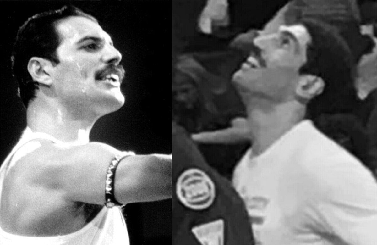 The resemblance between Enes Kanter Freedom and the late Freddie Mercury is startling. [photo: Twitter]