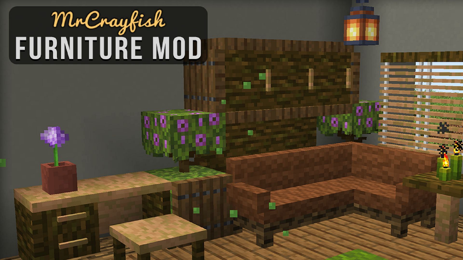 Various decorative pieces of MrCrayfish&#039;s Furniture Mod (Image via MrCrayfish/CurseForge)
