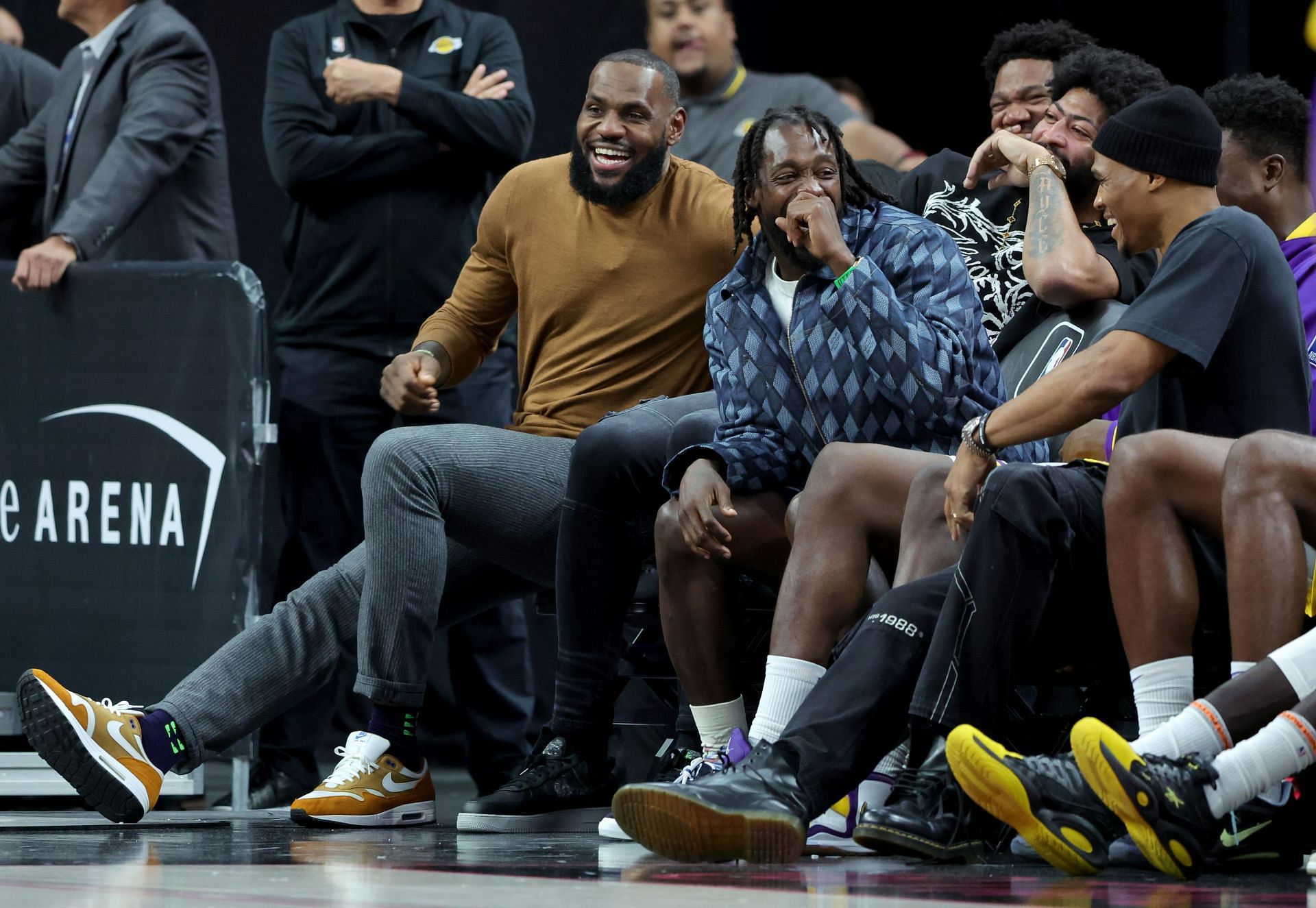 LeBron James, Patrick Beverley, Anthony Davis and Russell Westbrook of the LA Lakers