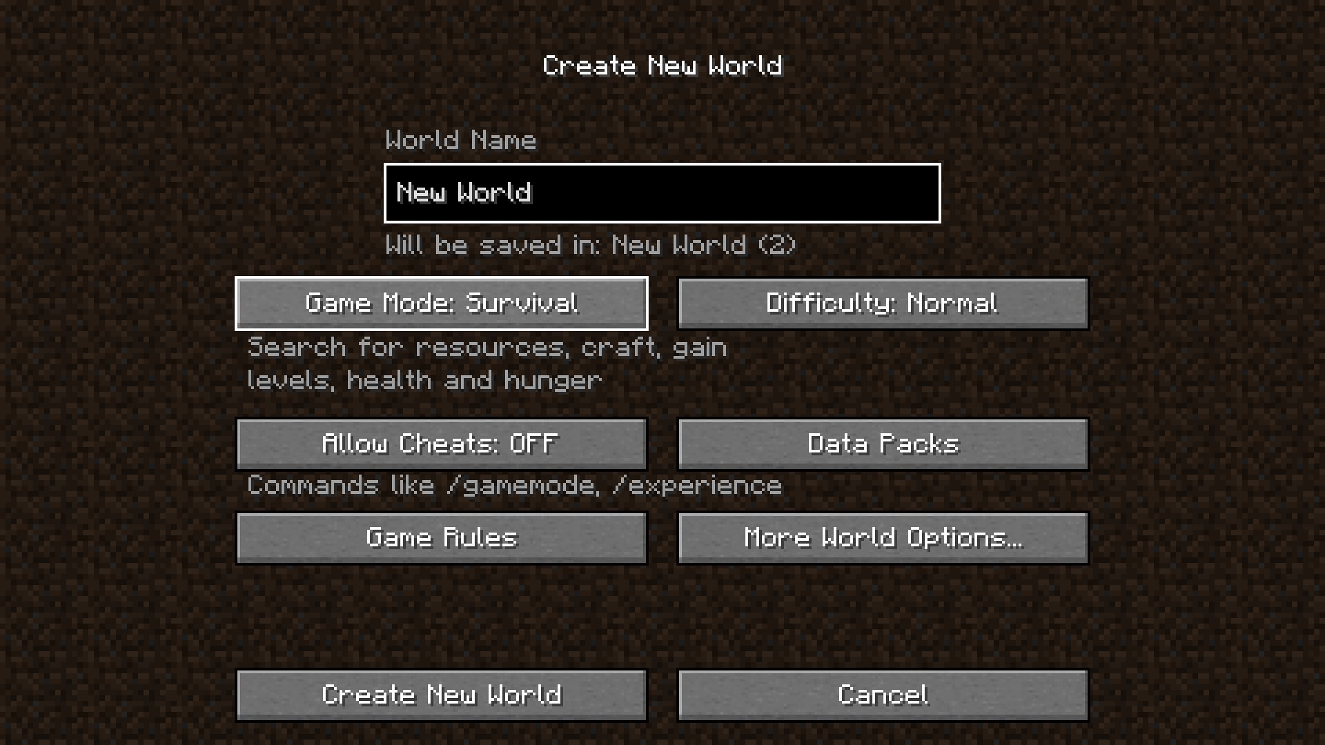 Select the data pack when creating a new world in the latest Minecraft snapshot (Image via Mojang)