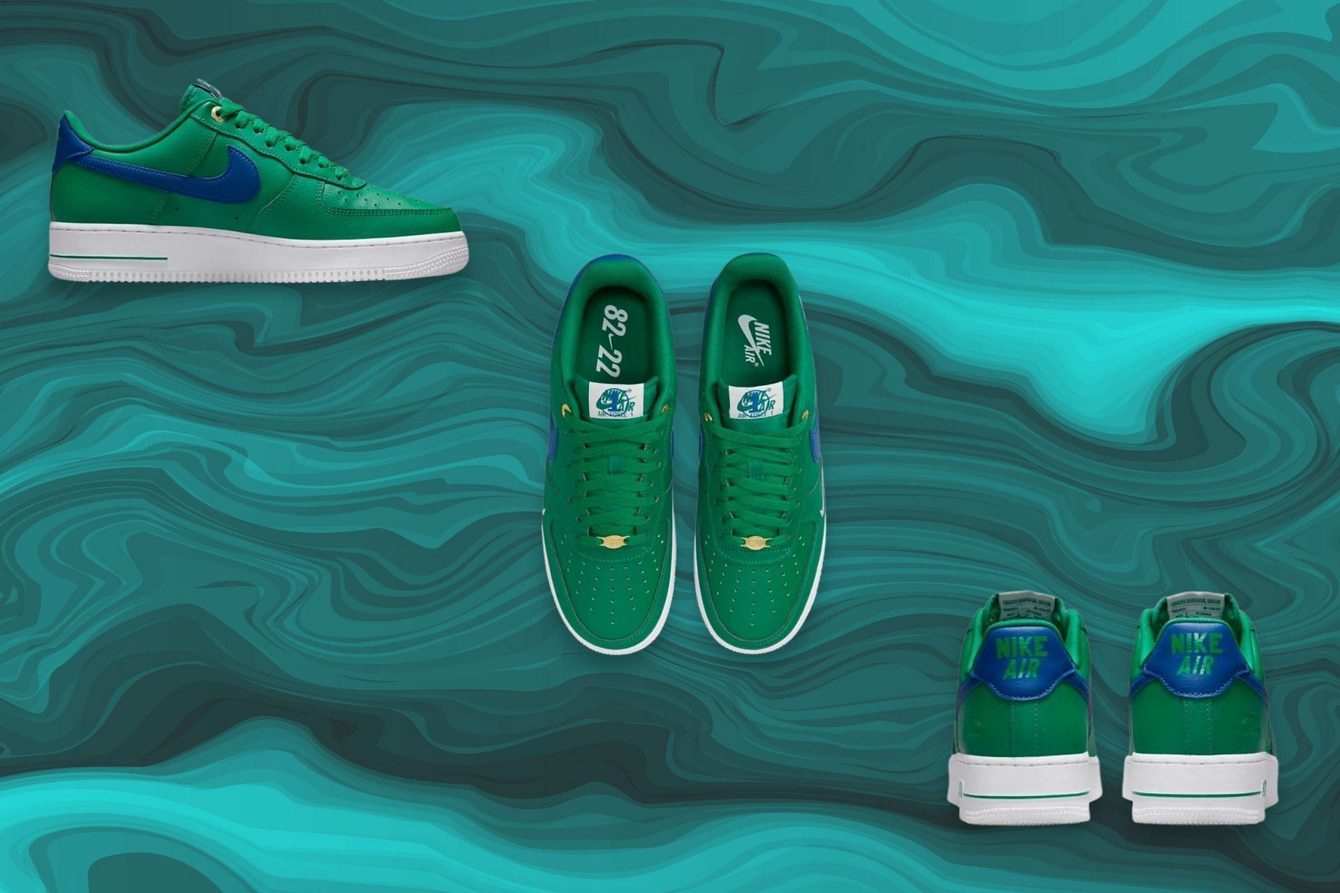 Here&#039;s a detailed look at the upcoming Nike Air Force 1 Low Malachite shoes (Image via Sportskeeda)