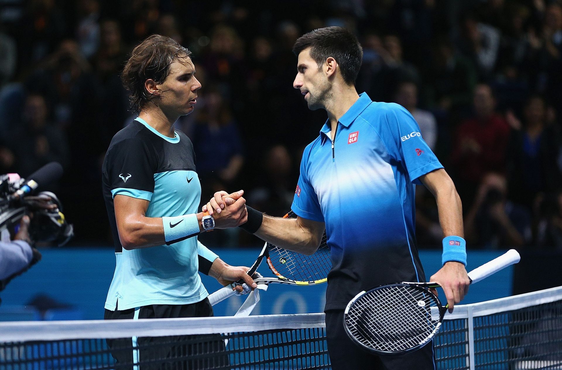 Rafael Nadal (L) and Novak Djokovic