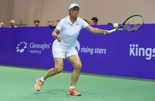 Martina Navratilova during an exhibition event at the BNP Paribas WTA Finals: Singapore 2014