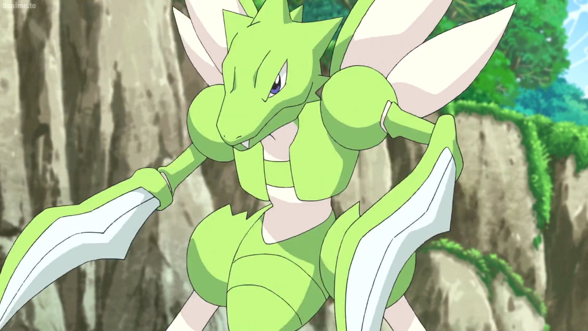 Scyther as it appears in the anime (Image via The Pokemon Company)
