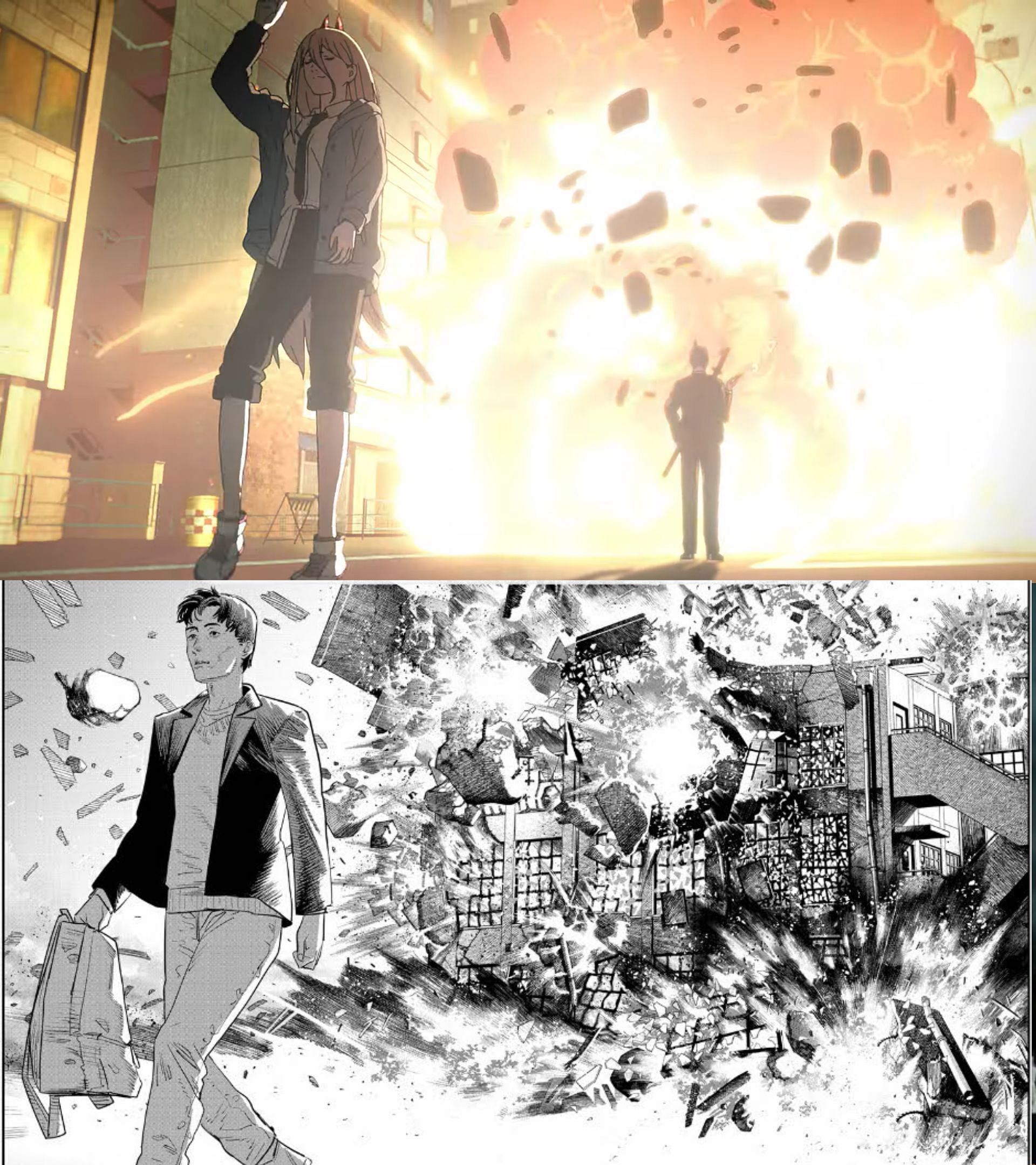 The explosion at the end is a reference to Tatsuki Fujimoto&#039;s famous explosions (Image via MAPPA, Viz Media)