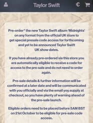 Taylor Swift Uk Tour Pre Order