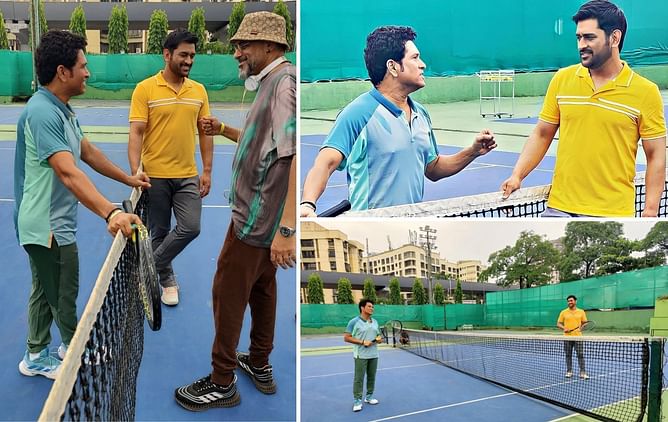 [In Pictures] Sachin Tendulkar, MS Dhoni shoot an ad together